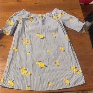 Tacera Blue and Yellow Floral Midi Dress